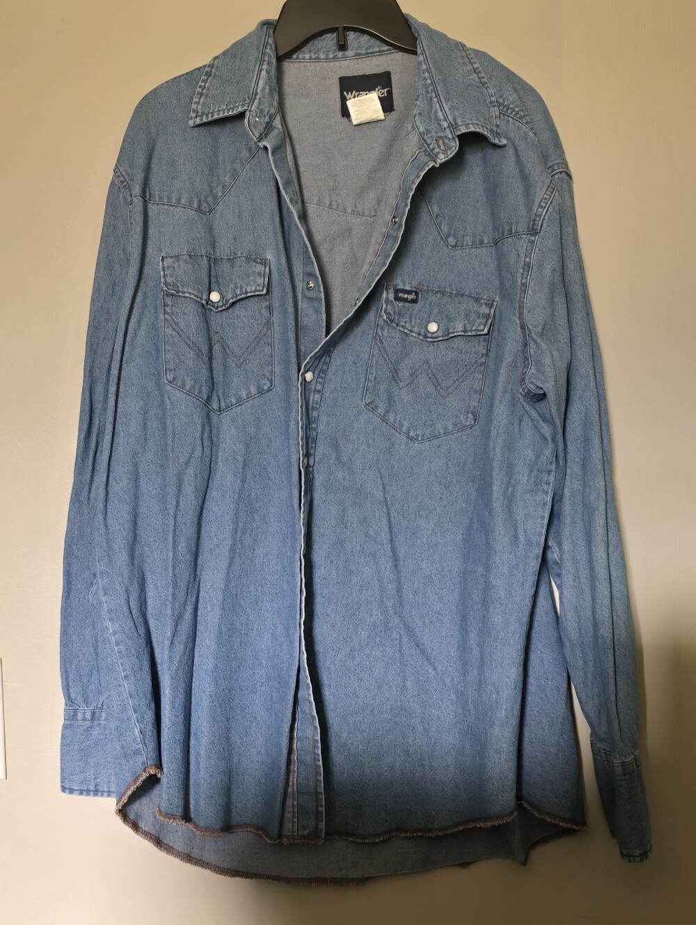 Vintage Wrangler Light Blue Denim Pearl Snap Shirt